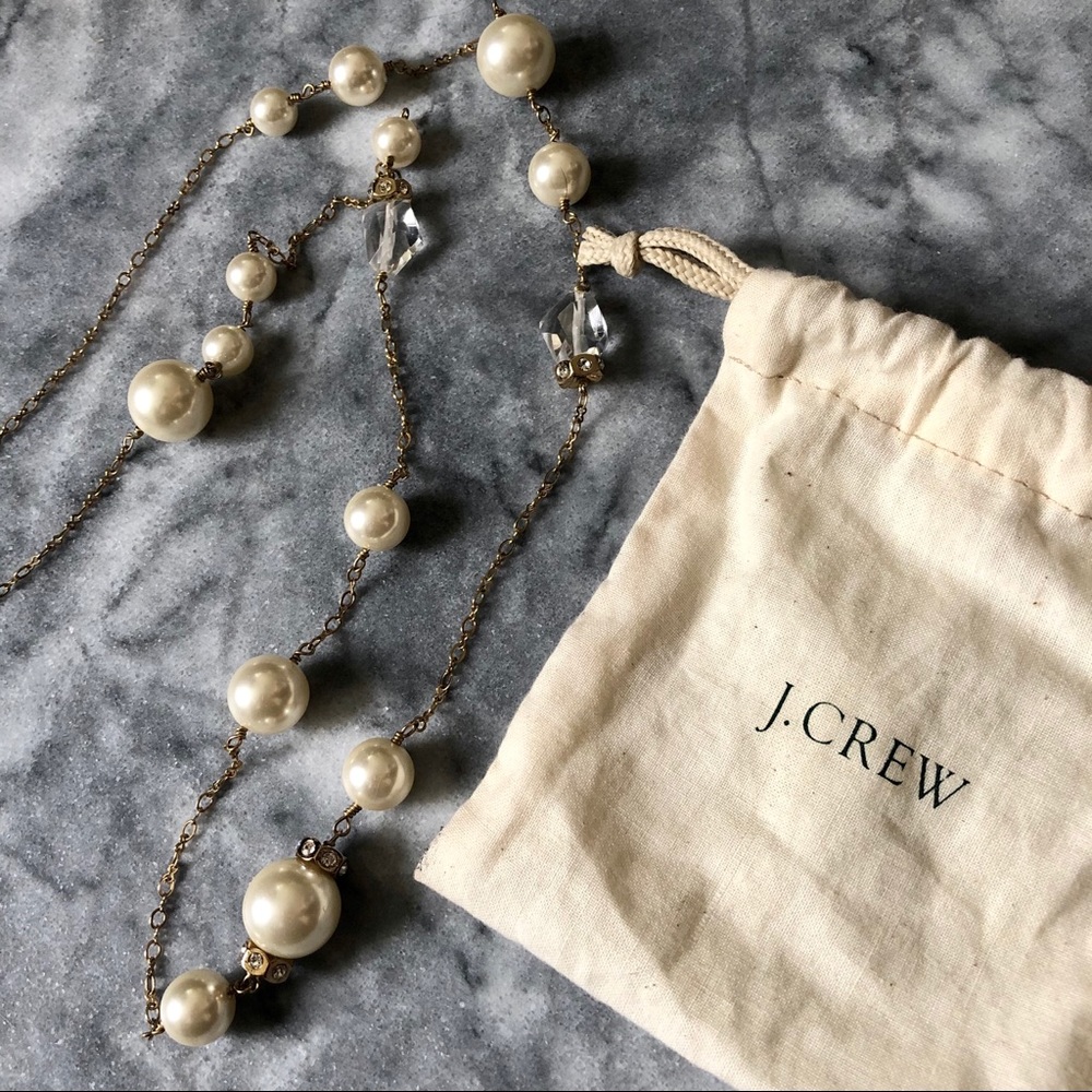 J.Crew Pearl & Jewel Gold Necklace 17” - Picture 1 of 5